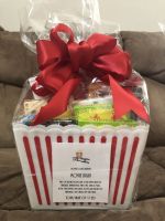 Sea salt popcorn<br />Assorted candies<br />Popcorn buckets<br />$70 Fandango gift cards<br />$25 AMC gift cards<br />Value $120