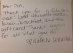 A thank you note from Ms. Delcastillo