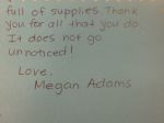 A thank you note from Ms. Adams
