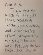 A thank you note from Ms. Apockotos